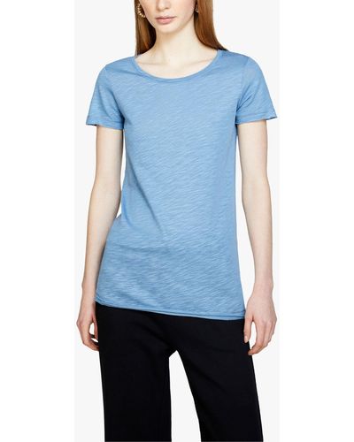 Sisley Raw Cut Crew Neck Organic Cotton T-shirt - Blue