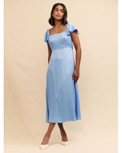 Nobody's Child Elsie Satin Jacquard Midi Dress - Blue