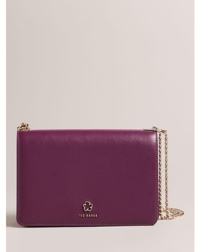 Ted Baker Jorjey Leather Chain Strap Cross Body Bag - Purple