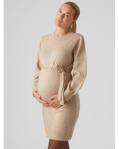 Mama.licious Newanna Knit Maternity Dress - Natural