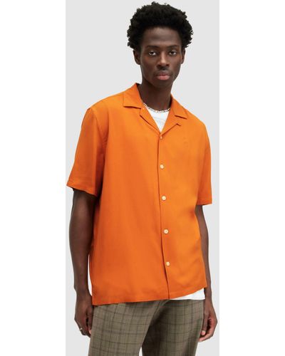 AllSaints Venice Short Sleeve Shirt - Orange