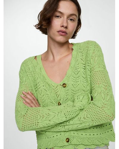 Mango Sito Crochet Cardigan - Green
