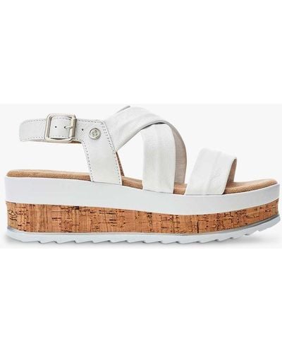 Moda In Pelle Romani Leather Cork Wedge Sandals - White