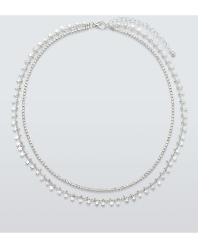 John Lewis Star & Diamante Layered Necklace - White