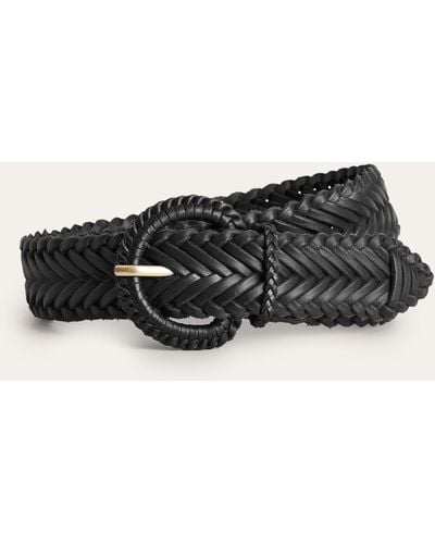 Boden Woven Leather Belt - Black