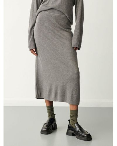 Finery London Thea Knitted Midi Skirt - Grey