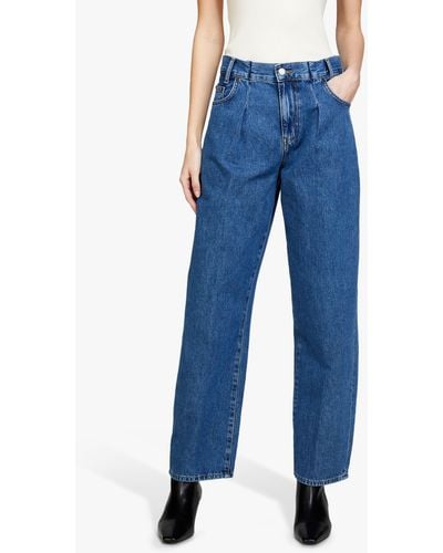 Sisley Loose Fit Front Pleat Jeans - Blue