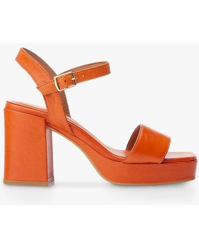 Moda In Pelle Marciana Leather Platform Heeled Sandals - Orange