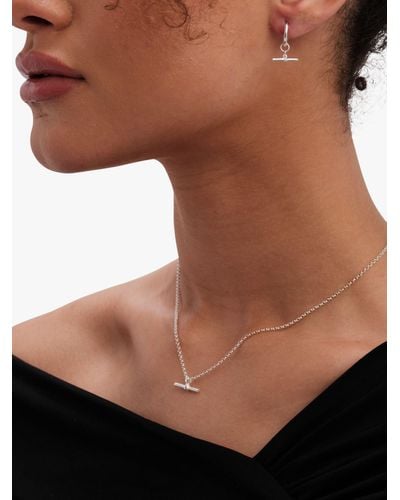 Simply Silver T Bar Pendant Necklace - Natural