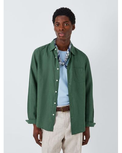 John Lewis Linen Long Sleeve Shirt - Green