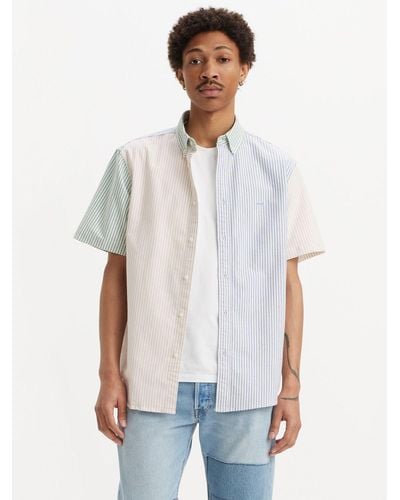 Levi's Authentic Stripe Button Down Short Sleeve Shirt - White