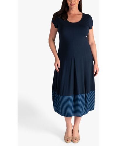 Chesca Stripe Trim Midi Dress - Blue