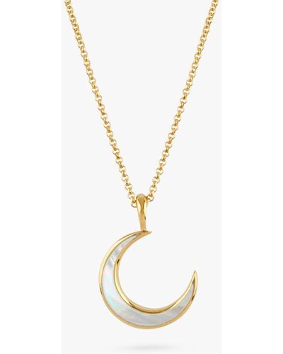 Dinny Hall Moon Charm Mother Of Pearl Pendant Necklace - Metallic