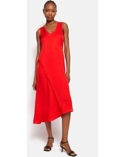 Jigsaw Sleeveless Asymmetric Midi Dress - Red