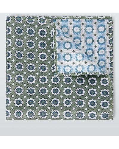 John Lewis Silk Floral Print Pocket Square - Blue
