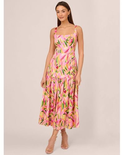 Adrianna Papell Abstract Midi Dress - Pink