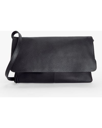 John Lewis Leather Mistry Large Clutch Bag - Black
