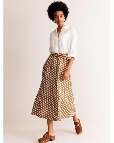 Boden Florence Linen Honeycomb Geometric Skirt - Natural