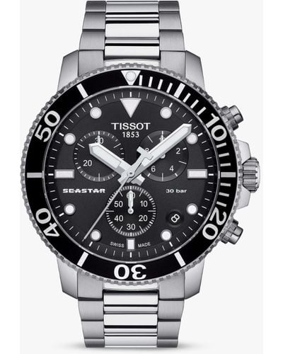 Tissot T1204171105100 Seastar 1000 Chrongraph Date Bracelet Strap Watch - Metallic