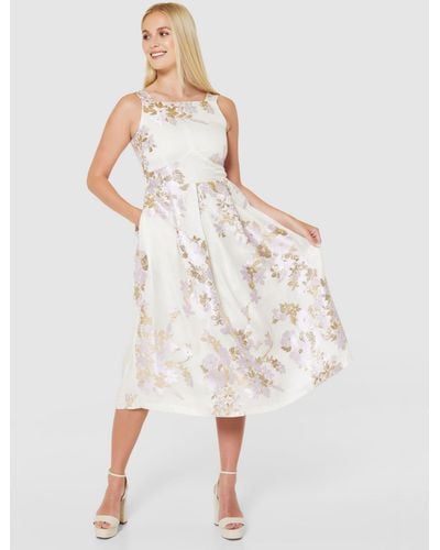 Closet A-line Jacquard Print Midi Dress - White