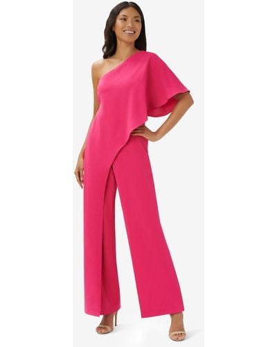 Adrianna Papell One Shoulder Wide Leg Jumpsuit - Pink