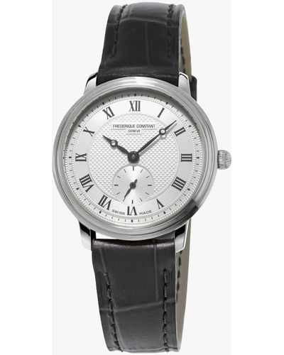 Frederique Constant Fc-235m1s6 Slimline Leather Strap Watch - White