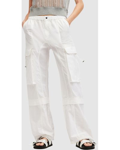 AllSaints Barbara Organic Cotton Cargo Trousers - White