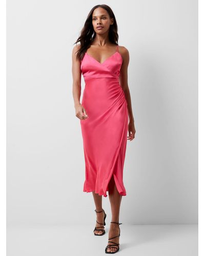 French Connection Ennis Satin Slip Midi Dress - Red