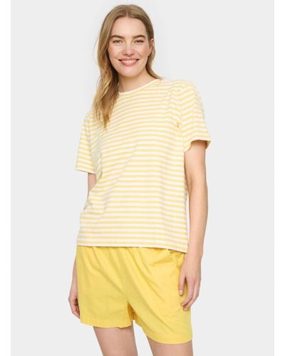 Saint Tropez Emilia Cotton Blend Striped T-shirt - Yellow