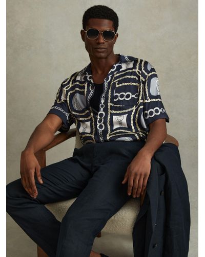 Reiss Jenson Short Sleeve Cuban Chain Shirt - Multicolour