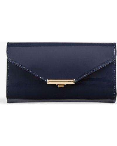 LK Bennett Lucy Envelope Patent Leather Clutch Bag - Blue