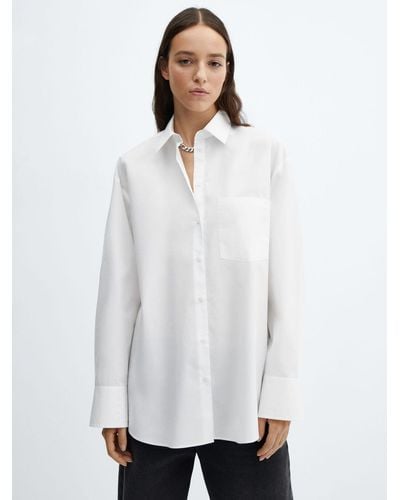 Mango Juanes Oversized Cotton Shirt - White