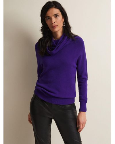 Phase Eight Rylee Fine Knit Cowl Neck Jumper - Purple