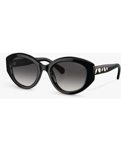 Swarovski Sk6005 Embellished Irregular Sunglasses - Black