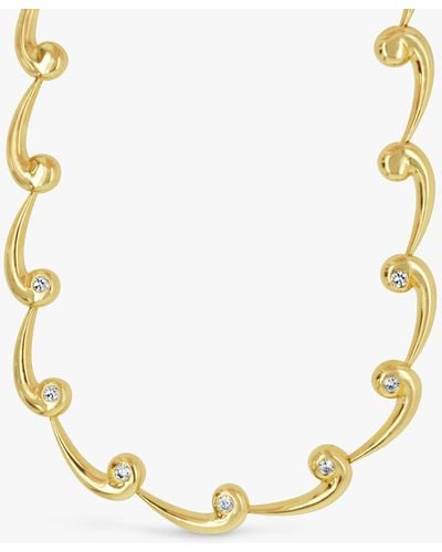 Milton & Humble Jewellery Second Hand 9ct Yellow Gold Diamond Link Necklace - Metallic