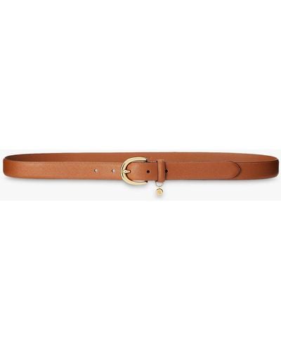 Ralph Lauren Charm Crosshatch Leather Belt - Brown