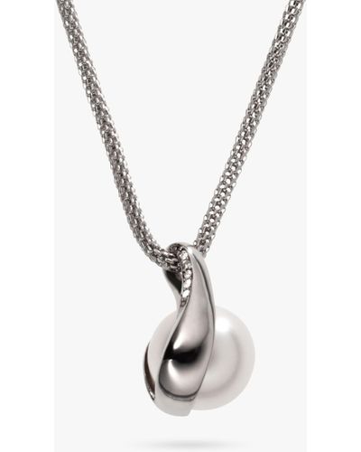 Skagen Agnethe Pearl Crystal Pendant Necklace - White