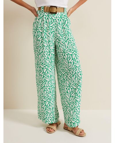 Phase Eight Nylah Abstract Print Wide Leg Trousers - Green