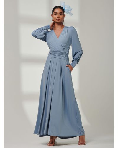 Jolie Moi Guilia Long Sleeve Maxi Dress - Blue