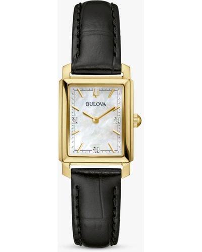 Bulova 97p166 's Classic Diamond Leather Strap Watch - Multicolour