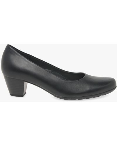 Gabor Brambling Wide Fit Leather Court Shoes - Black