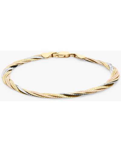 Ib&b 18ct Gold Tri-colour Herringbone Chain Bracelet - White