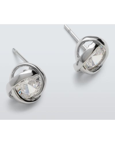 John Lewis Twisted Cubic Zirconia Stud Earrings - Metallic