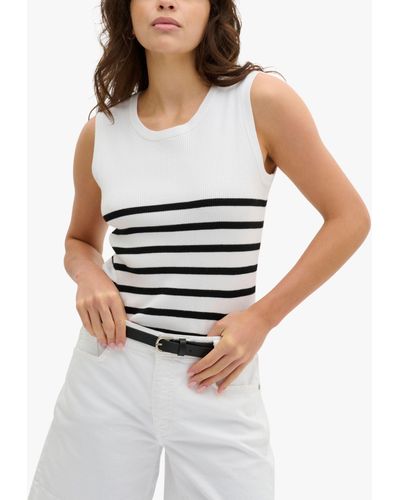 My Essential Wardrobe Zeke Rib Knit Stripe Tank Top - White