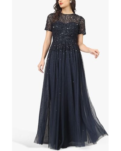 LACE & BEADS Montreal Embellished Maxi Dress - Blue
