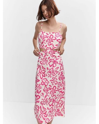 Mango red linen clearance dress