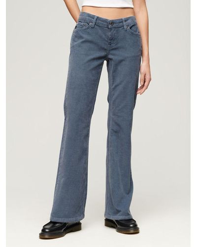Superdry Low Rise Cord Flare Jeans - Blue