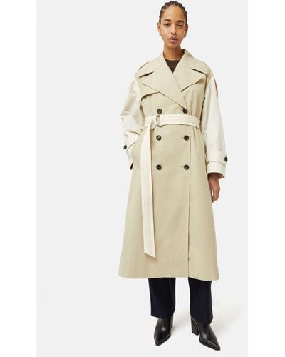 Jigsaw Double Breasted Panelled Trench Coat - Natural