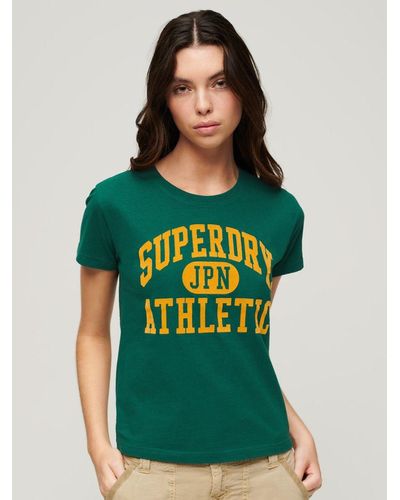 Superdry Varsity Flocked Fitted T-shirt - Green