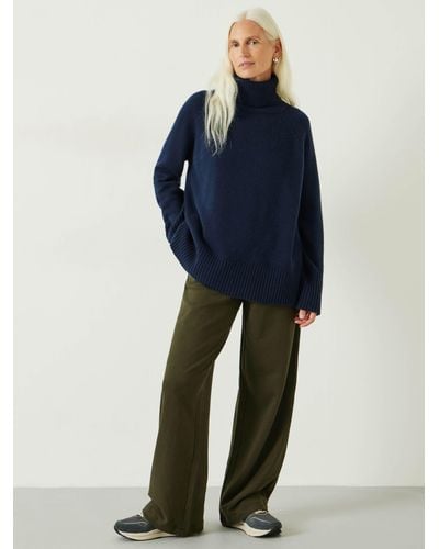 Hush Theo Wide Leg Jersey Trousers - Blue